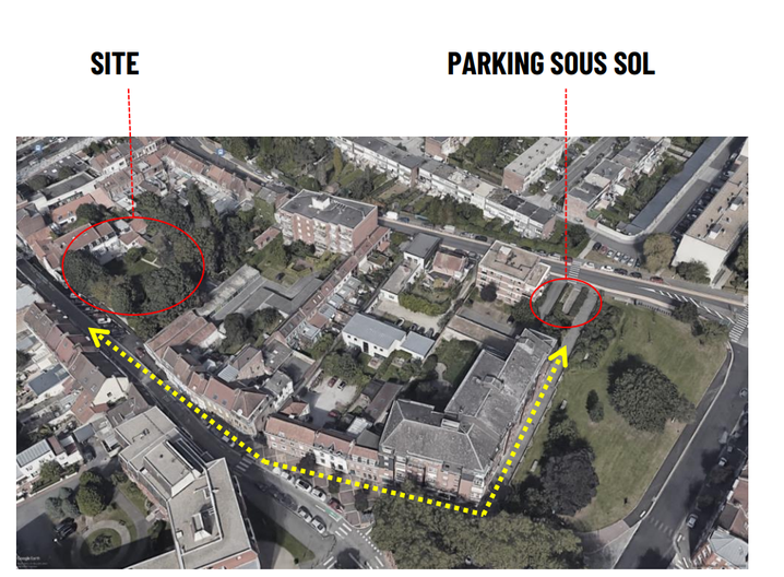 Parking à 150 mètres de l'immeuble