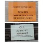 Affichette pour et affichette contre le projet Becquart